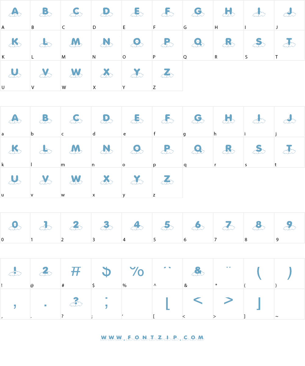 KR Cloud Nine Font Character